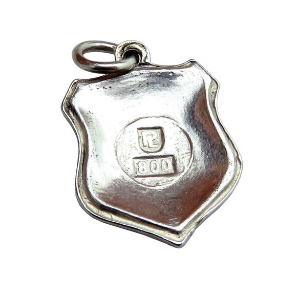 Vintage 800 Silver Brugge Belgium  Enamel Souvenir Travel Shield Charm 1940s - Picture 2 of 3
